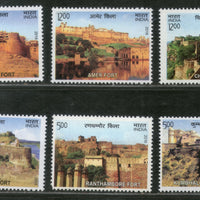 India 2018 Hill Forts of Rajasthan Tourism Place Architecture 6v Set MNH