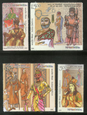 India 2018 Indian Fashion through the Ages Princely States Costumes 4v MNH