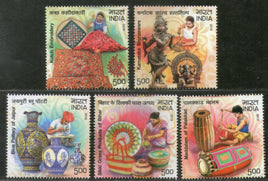 India 2018 Handicraft Embroidery Pottery Musical Instrument Bronzeware 5v MNH