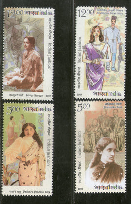 India 2019 Indian Fashion Sari in Myriad Form Textile Costume 4v Set MNH