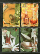 India 2019 Indian Perfumes Sandalwood & Jasmine Flower Fragrance Stamps 4v MNH