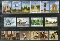 India 2019 Indians in 1st World War Battle Field Memorials Aviation Military 15v MNH