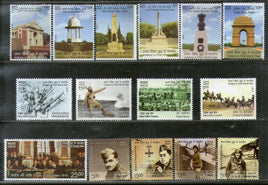 India 2019 Indians in 1st World War Battle Field Memorials Aviation Military 15v MNH