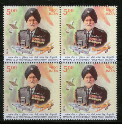 India 2019 Air Force Marshal Arjan Singh DFC Sikhism BLK/4 MNH