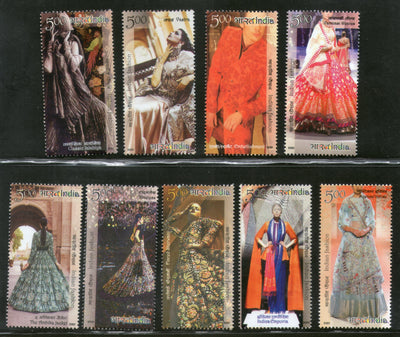 India 2020 Indian Fashion Series 4 Designer’s Creation Costumes Culture Textile 9v MNH