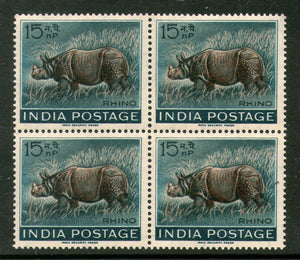 India 1962 Wildlife – Rhinoceros Animal Fauna Phila-376 BLK/4  MNH