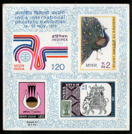 India 1973 INDIPEX -1973 Philatelic Exhibition Peacock Elephant M/s Phila-596 MNH