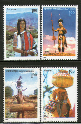 India 1981 Tribes of India Costumes Mask Dance Phila-854a 4v MNH