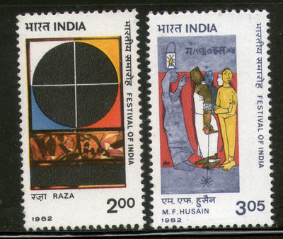 India 1982 Festival of India Contemporary Art Painting Phila-897-98 MNH