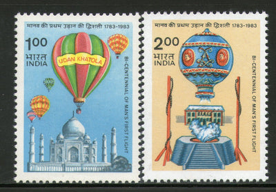 India 1983 Bicentenary Manned First Flight Taj mahal Phila-949-50 MNH