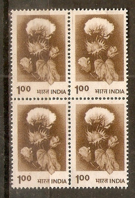 India 1979 100p Hybrid Cotton Definiti. Series Phila-D125 Blk/4 MNH - Phil India Stamps
