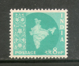 India 1958 8p Map of India Definitive Series Ashokan Phila-D57 1v MNH - Phil India Stamps