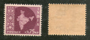 India 1959 75p Map 3rd Def. Series WMK- Ashokan Phila-D64 1v MNH - Phil India Stamps