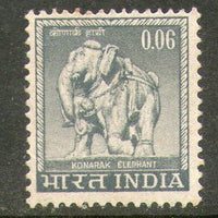 India 1966 4th Def. Series 6p Konark Elephant WMK To Left Phila-D74/ SG 507 1v MNH - Phil India Stamps