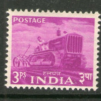 India 1955 2nd Definitive Series Five Year Plan - 3p Tractor Phila-D20 1v MNH - Phil India Stamps