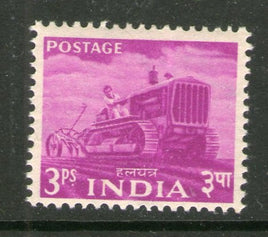 India 1955 2nd Definitive Series Five Year Plan - 3p Tractor Phila-D20 1v MNH - Phil India Stamps