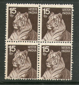India 1974 5th Def. Series-15p White Tiger WMK To Left BLK Phila-D94 / SG721 MNH - Phil India Stamps