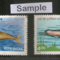 India 1991 Endangered Marine Mammals Fish Dolphin 2v Phila-1270a Used Set