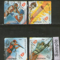 India 2008 Beijing Olympic Games Sports Boxing Archery 4v Phila-2373a Used Set