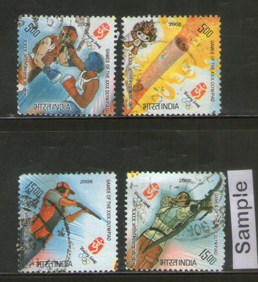 India 2008 Beijing Olympic Games Sports Boxing Archery 4v Phila-2373a Used Set
