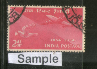 India 1954 2As Stamp Centenary AirMail Pigeon Post Transport Phila -313 1v Used Stamp