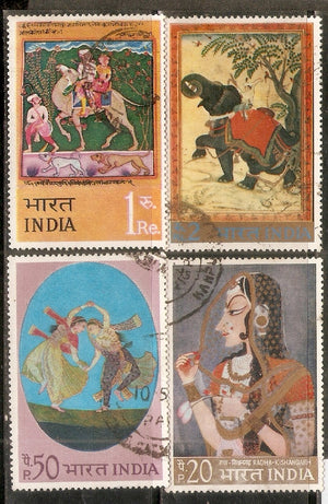 India 1973 Indian Miniature Paintings Elephant Dance Phila-573-76 Fine Used Set
