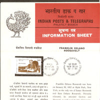 India 1983 Franklin D. Roosevelt Phila-920 Cancelled Folder