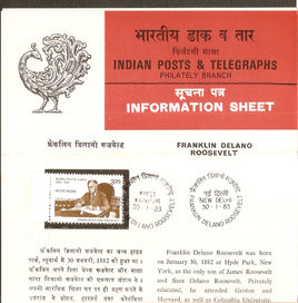 India 1983 Franklin D. Roosevelt Phila-920 Cancelled Folder