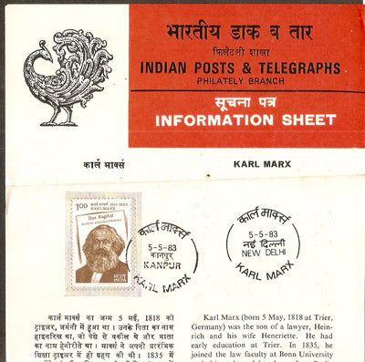 India 1983 Karl Marx Phila-1084 Cancelled Folder