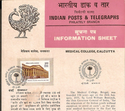 India 1985 Calcutta Medical College Phila-1000 Cancelled Folder