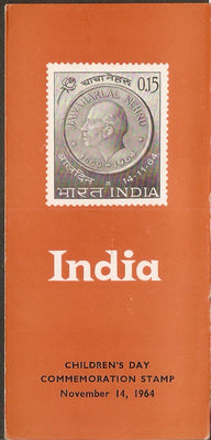 India 1964 Children's Day Nehru Phila-408 Cancelled Folder