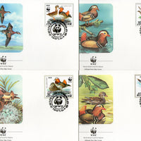 Korea 1987 WWF Water Birds Mandarin Duck Wildlife Sc 2679-82 Set of 4 FDCs # 54 - Phil India Stamps