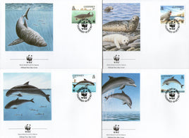 Guernsey 1990 WWF Gray Seal Marine Life Sc 441-44 Animal Fauna FDCs # 104 - Phil India Stamps