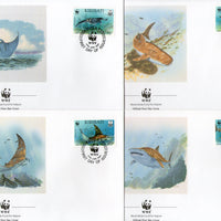 Kiribati 1991 WWF Whale Shark Mantra Ray Marine Life Animal Fauna 4 FDCs # 105 - Phil India Stamps