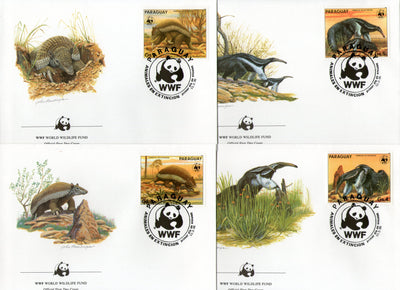 Paraguay 1985 WWF Giant Anteater Armadillo Wildlife Animal Sc 2139 Fauna FDCs # 23