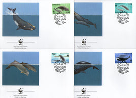 Faroe Islands 1990 WWF Whales Fish Marine Life Sc 208-11 Fauna Wildlife Animals Mammals FDCs # 99 - Phil India Stamps